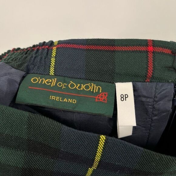 O'Neil of Dublin Plaid Irish Wool Midi Skirt Multicolor Womens Size 8P - Picture 4 of 7